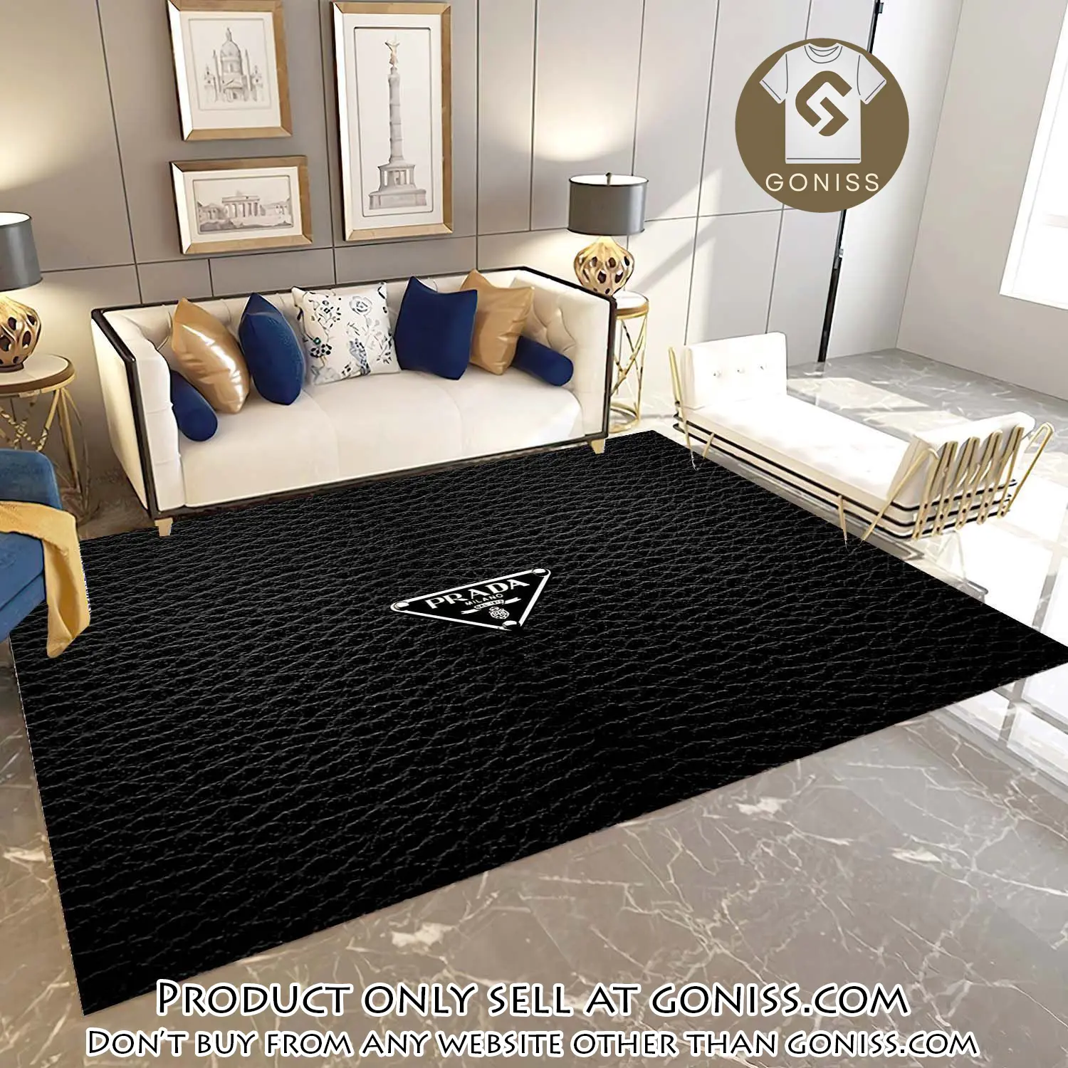 Prada luxury brand premium logo area rug carpet home decor gn0226151